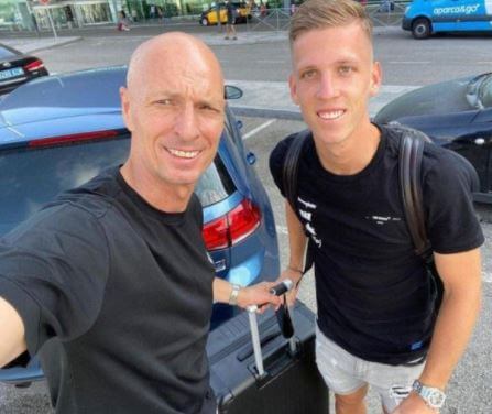 Dani Olmo with his dad Miquel.